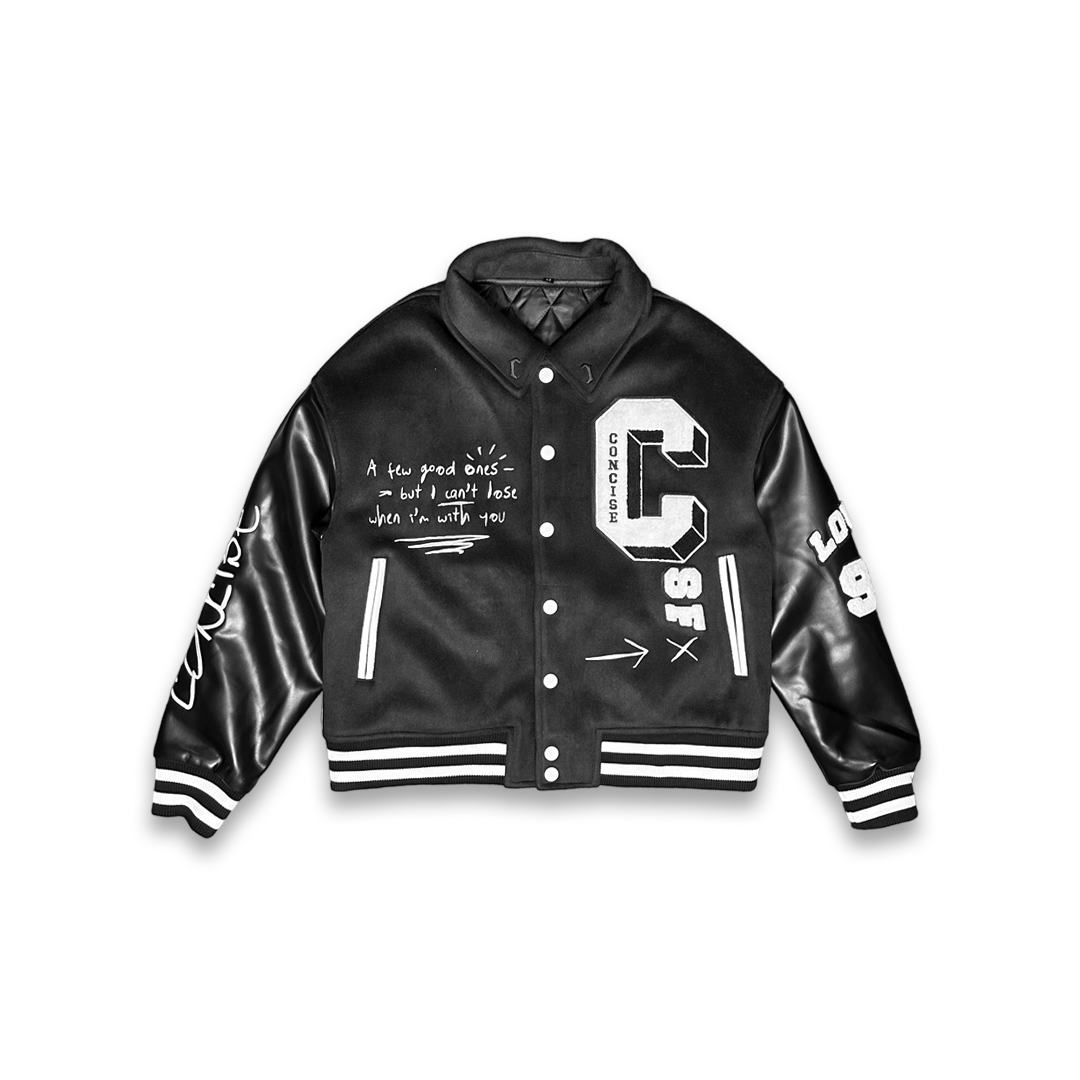 cropped varsity jacket black.